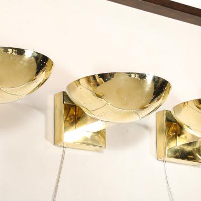 Paavo Tynell Set of Four Mid Century Modernist Polished Brass Sconces by Paavo Tynell