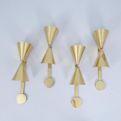 Paavo Tynell Set of Four Paavo Tynell Commissioned Scones in Perforated Brass Taito 1950s