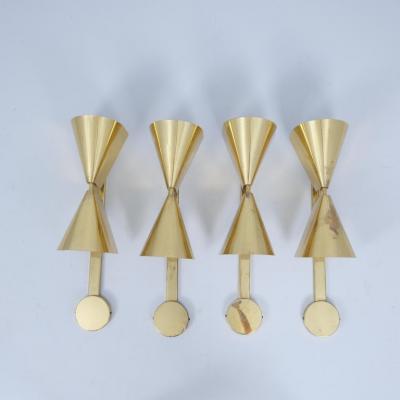 Paavo Tynell Set of Four Paavo Tynell Commissioned Scones in Perforated Brass Taito 1950s
