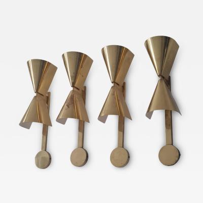 Paavo Tynell Set of Four Paavo Tynell Commissioned Scones in Perforated Brass Taito 1950s
