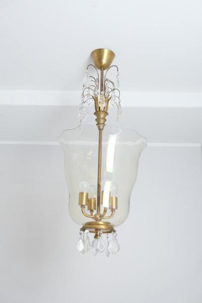 Paavo Tynell Sizeable Paavo Tynell Gunnel Nyman Chandelier Brass Art Glass Taito 1930s