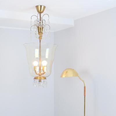 Paavo Tynell Sizeable Paavo Tynell Gunnel Nyman Chandelier Brass Art Glass Taito 1930s