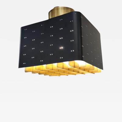 Paavo Tynell Small Paavo Tynell Starry Sky Ceiling Lamp 9068 in Black Brass Idman 1950s