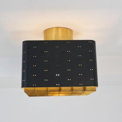 Paavo Tynell Small Paavo Tynell Starry Sky Ceiling Lamp 9068 in Black Brass Taito 1950s