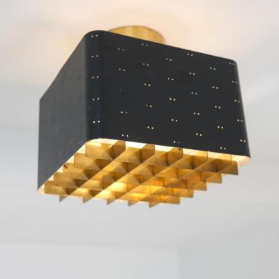 Paavo Tynell Small Paavo Tynell Starry Sky Ceiling Lamp 9068 in Black Brass Taito 1950s