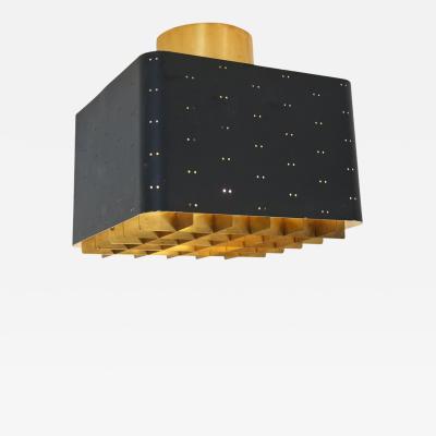 Paavo Tynell Small Paavo Tynell Starry Sky Ceiling Lamp 9068 in Black Brass Taito 1950s