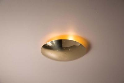 Paavo Tynell Two Enlighten Rey Perforated Brass Dome Ceiling Lamp