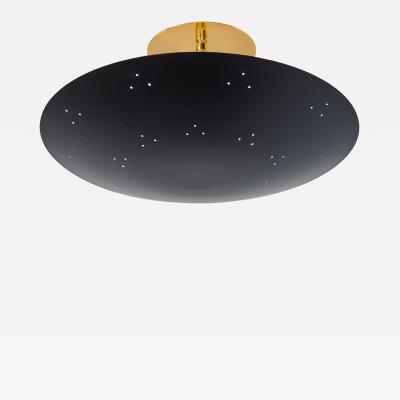 Paavo Tynell Two Enlighten Rey Perforated Metal Dome Ceiling Lamp in Black