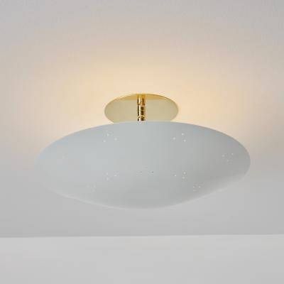 Paavo Tynell Two Enlighten Rey Perforated Metal Dome Ceiling Lamp in White