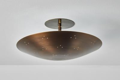 Paavo Tynell Two Enlighten Rey Perforated Patinated Brass Dome Ceiling Lamp