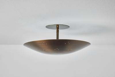 Paavo Tynell Two Enlighten Rey Perforated Patinated Brass Dome Ceiling Lamp