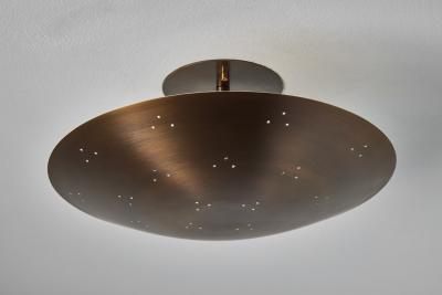 Paavo Tynell Two Enlighten Rey Perforated Patinated Brass Dome Ceiling Lamp