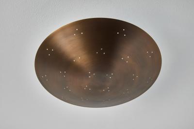 Paavo Tynell Two Enlighten Rey Perforated Patinated Brass Dome Ceiling Lamp