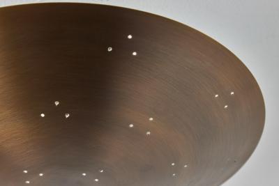 Paavo Tynell Two Enlighten Rey Perforated Patinated Brass Dome Ceiling Lamp