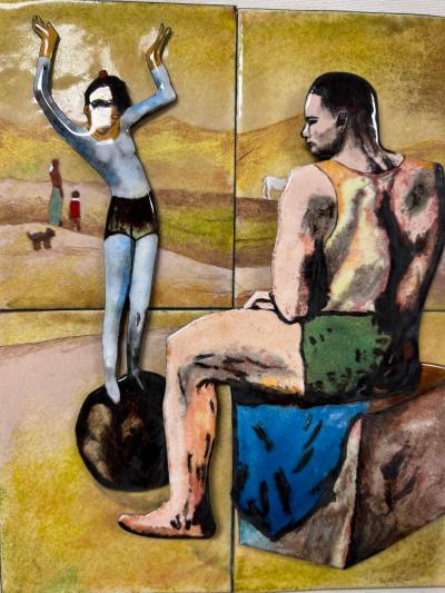 Pablo Picasso After Pablo Picasso Acrobat on a Ball 3d Enamel on Copper Plate