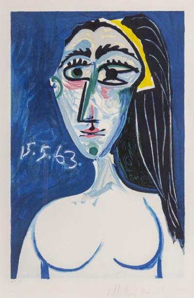 Pablo Picasso Buste de Femme Nue Face Jacqueline Roque 