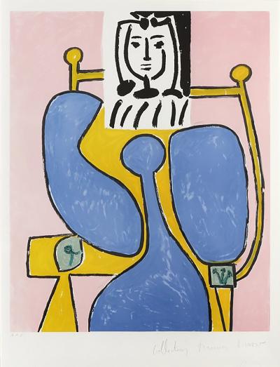 Pablo Picasso Femme Assise a la Robe Bleue