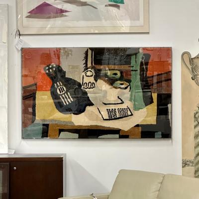 Pablo Picasso Framed Carpet Picassos Guitar Glass and Fruit Dish Rug Decorative Art