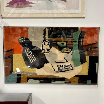 Pablo Picasso Framed Carpet Picassos Guitar Glass and Fruit Dish Rug Decorative Art