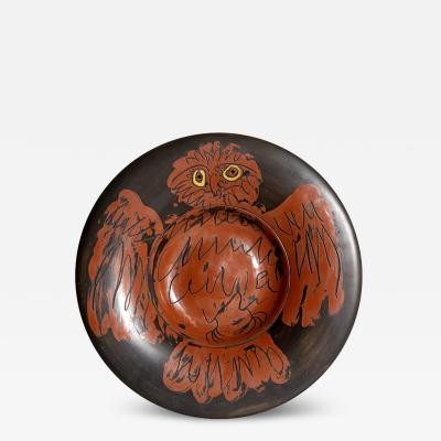 Pablo Picasso Hibou Rouge sur Fond Noir Ramie 399 