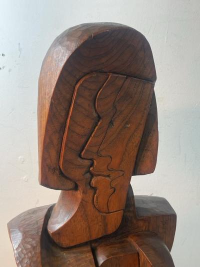 Pablo Picasso MID CENTURY CARVED WOOD CUBIST FIGURE SCULPTURE