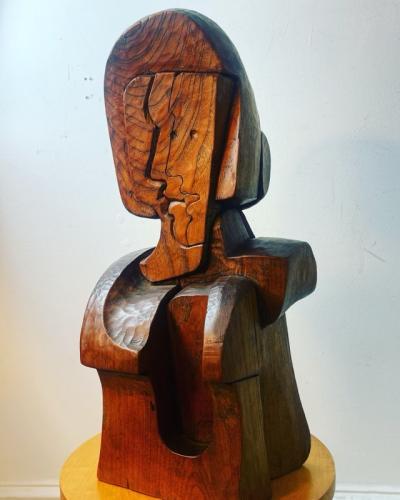 Pablo Picasso MID CENTURY CARVED WOOD CUBIST FIGURE SCULPTURE