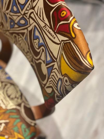 Pablo Picasso Midcentury Thonet Bentwood Side Chairs with Pablo Picasso LTD Edition Fabric