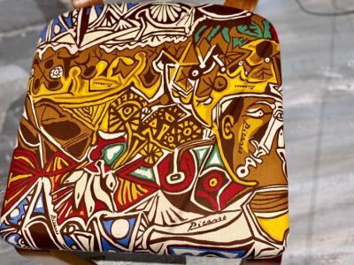 Pablo Picasso Midcentury Thonet Bentwood Side Chairs with Pablo Picasso LTD Edition Fabric