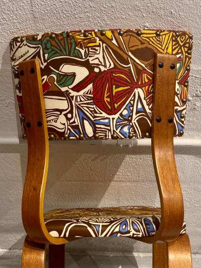 Pablo Picasso Midcentury Thonet Bentwood Side Chairs with Pablo Picasso LTD Edition Fabric