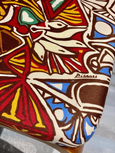 Pablo Picasso Midcentury Thonet Bentwood Side Chairs with Pablo Picasso LTD Edition Fabric