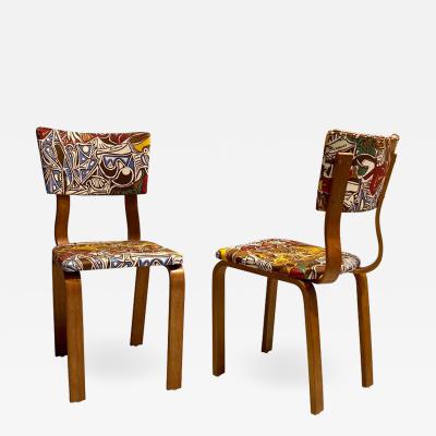 Pablo Picasso Midcentury Thonet Bentwood Side Chairs with Pablo Picasso LTD Edition Fabric