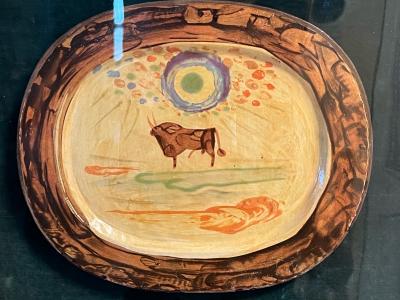 Pablo Picasso PICASSO BULL LITHOGRAPHED PAPER PLATE IN ORIGINAL FRAME