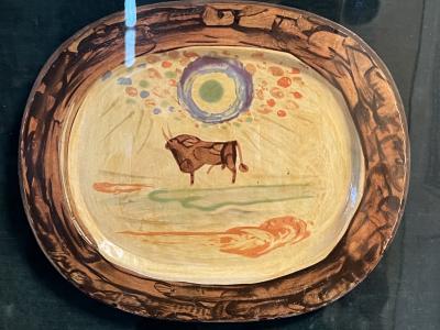 Pablo Picasso PICASSO BULL LITHOGRAPHED PAPER PLATE IN ORIGINAL FRAME