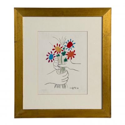 Pablo Picasso Pablo Picasso Modern Framed Lithograph Paper Gilt Frame 1958