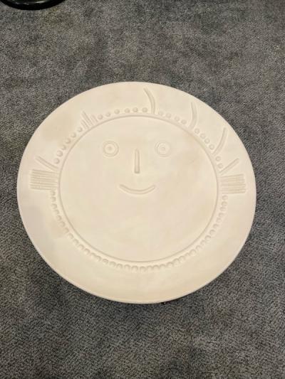Pablo Picasso RARE SMILING SUN MATTE WHITE CERAMIC PLATE BY PABLO PICASSO