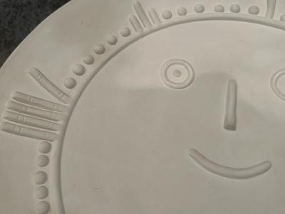 Pablo Picasso RARE SMILING SUN MATTE WHITE CERAMIC PLATE BY PABLO PICASSO