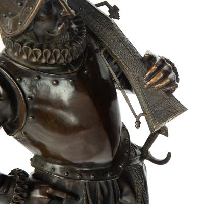 Paiir of bronze standing figures of Spanish explorer Conquistador