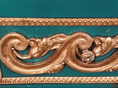 Paint Decorated Hollywood Regency Marble Top Commodes Manner of M Jansen Pair