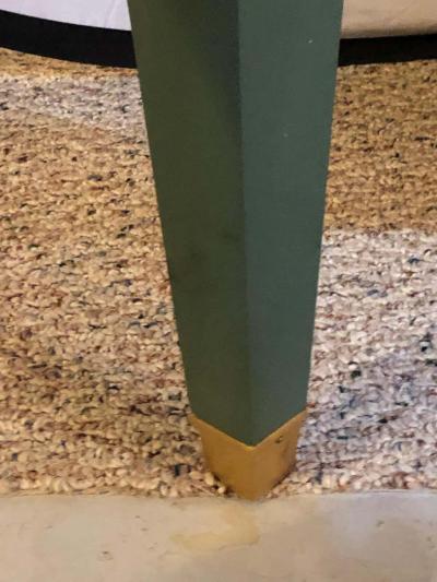 Paint Decorated Hollywood Regency Marble Top Commodes Manner of M Jansen Pair