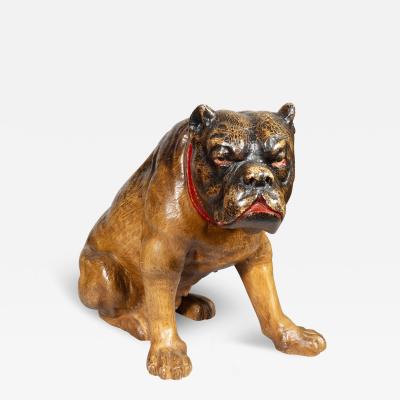 Painted And Carved Wood Bulldog