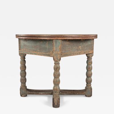 Painted Baroque Swedish Demilune Fold Over Table