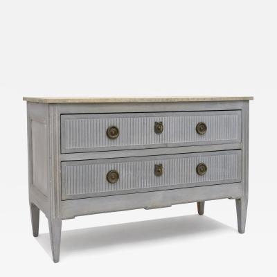 Painted Blue Gray Two Drawer Commode