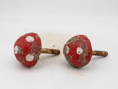 Painted Concrete Garden Mushroom Statues France 1950s