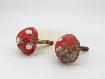 Painted Concrete Garden Mushroom Statues France 1950s