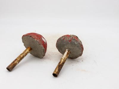 Painted Concrete Garden Mushroom Statues France 1950s