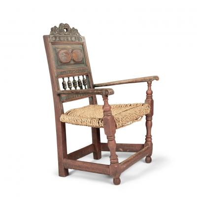 Painted Danish Armchair Dated 1818