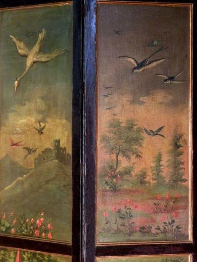 Painted Four Panel Floor Screen