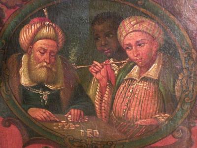 Painted Four Panel Floor Screen