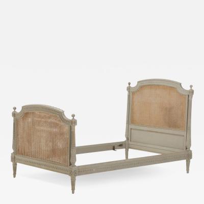 Painted French Louis XVI style cane youth or twin size bed 
