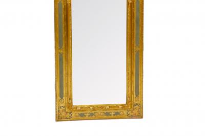 Painted Gilt and Ebonized Mid 20th Century Italian Venetian Style Wall Mirror